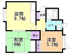 シルキィモア 2LDKの間取図画像