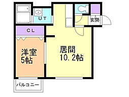 モルティーニ宮の森 1LDKの間取図画像