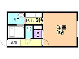 タウニィノアノア 1Kの間取図画像