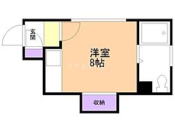 サウスコーポ12A ワンルームの間取図画像
