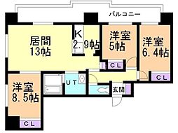 Partire桑園 3LDKの間取図画像