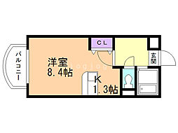 カルフール大通東 1Kの間取図画像