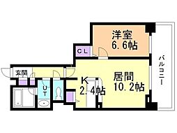 PRIMEURBAN札幌リバーフロント 1LDKの間取図画像