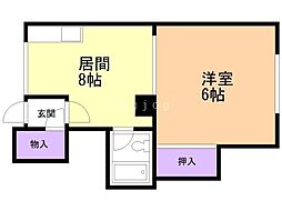南西ビル 1LDKの間取図画像