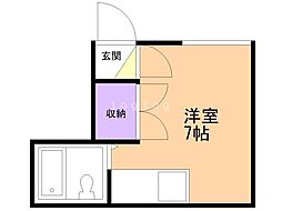 プチキューブ ワンルームの間取図画像