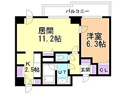 アルファコート琴似 1LDKの間取図画像