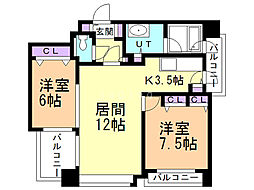 ノヴァ知事公館前 2LDKの間取図画像