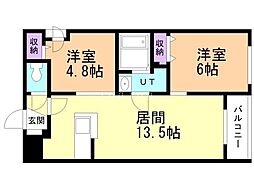 札幌市中央区南七条西16丁目マンション 2LDKの間取図画像