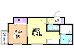 ルチアーノ山鼻 1LDKの間取図画像