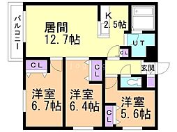 ZABO HILLS 旭山公園通り 3LDKの間取図画像
