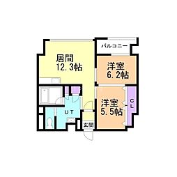 プレミアムガーデン北円山 2LDKの間取図画像