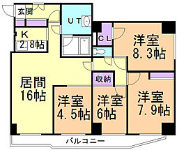 Gufo伏見 4LDKの間取図画像