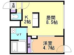 ブランシャール宮の森 1LDKの間取図画像