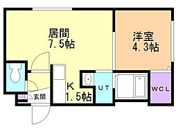 カハレヌイ 1LDKの間取図画像
