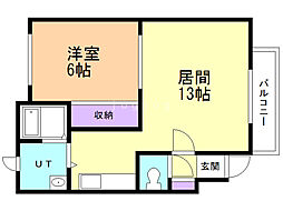 コンフォート南24条 1LDKの間取図画像