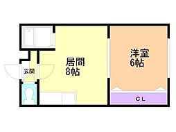 ノースランド芦屋 1LDKの間取図画像