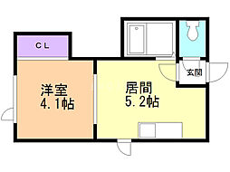 T's円山 1DKの間取図画像