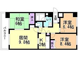 アルファスクエア円山 3LDKの間取図画像