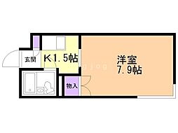 グランメール北6条 1Kの間取図画像