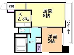 ヴィターレ 1LDKの間取図画像