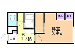 レオパレス北緯43度 1Kの間取図画像
