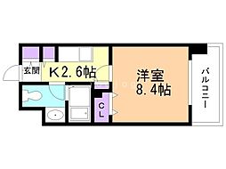 RESIDIAKITA-SANJO 1Kの間取図画像