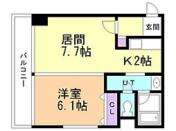 MYプラザ円山公園 1LDKの間取図画像