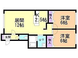 アヴニール2 2LDKの間取図画像