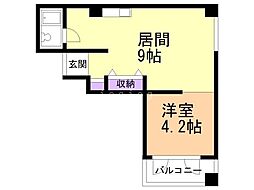412ビル 1LDKの間取図画像