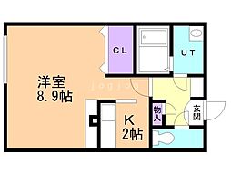 アビタ円山 1Kの間取図画像