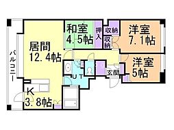 グランドステージプレファシオ円山 3LDKの間取図画像