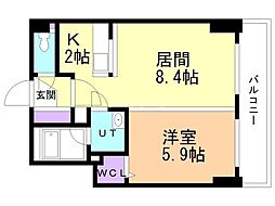 フォーシーズンズ植物園 1LDKの間取図画像