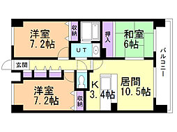 クレア旭ヶ丘 3LDKの間取図画像