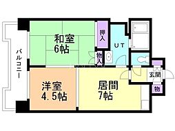 アームズ美術館通 2DKの間取図画像