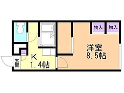 レオパレスメルヴェユー山鼻 1Kの間取図画像