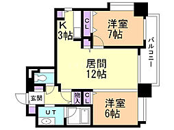 ノヴァ知事公館前 2LDKの間取図画像