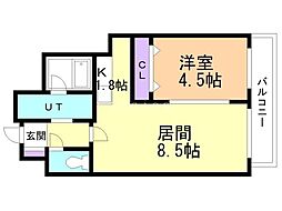レジディア南一条イースト 1LDKの間取図画像