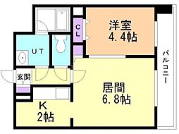 RESIDIASAPPORO-EKIMAE 1LDKの間取図画像