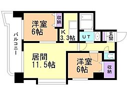 円山ガーデンヒルズ 2LDKの間取図画像