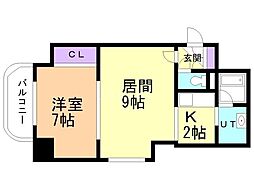パルクアレースダハイム 1LDKの間取図画像