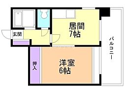 札幌JOW2ビル 1DKの間取図画像