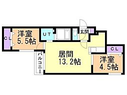 ブランシャールTs COURT桑園 2LDKの間取図画像