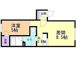 ポーザ琴似 1LDKの間取図画像