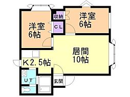 ニューフロンティア 2LDKの間取図画像