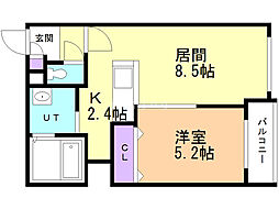 カカオ円山 1LDKの間取図画像