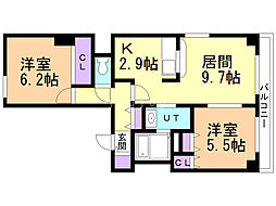 フェバリットラセスト 2LDKの間取図画像