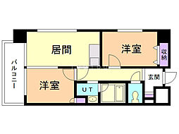 セザール南10条西 2DKの間取図画像