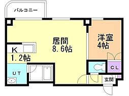 ロイヤルリバー 1LDKの間取図画像