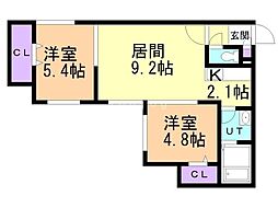 Tiamo桑園 2LDKの間取図画像