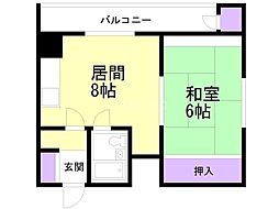 リベルティ大通 1LDKの間取図画像